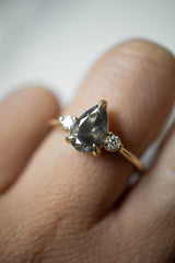 Cherish Ring - 1.01ct Pear Smoky Black Diamond 3-stone Ring *SOLD