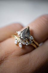 Cherish Ring - 1.01ct Pear Smoky Black Diamond 3-stone Ring *SOLD