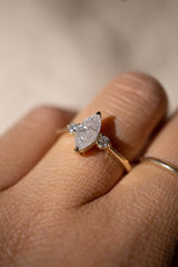 Soulmate Ring - 0.86ct Marquise Icy Salt & Pepper 3-stone Ring  *Ready-to-Ship