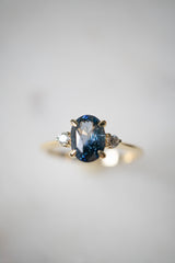 First Dance Ring - 1.34ct Oval Teal Parti-Sapphire 3-stone ring *SOLD