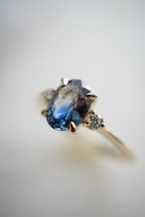 First Dance Ring - 1.34ct Oval Teal Parti-Sapphire 3-stone ring *SOLD