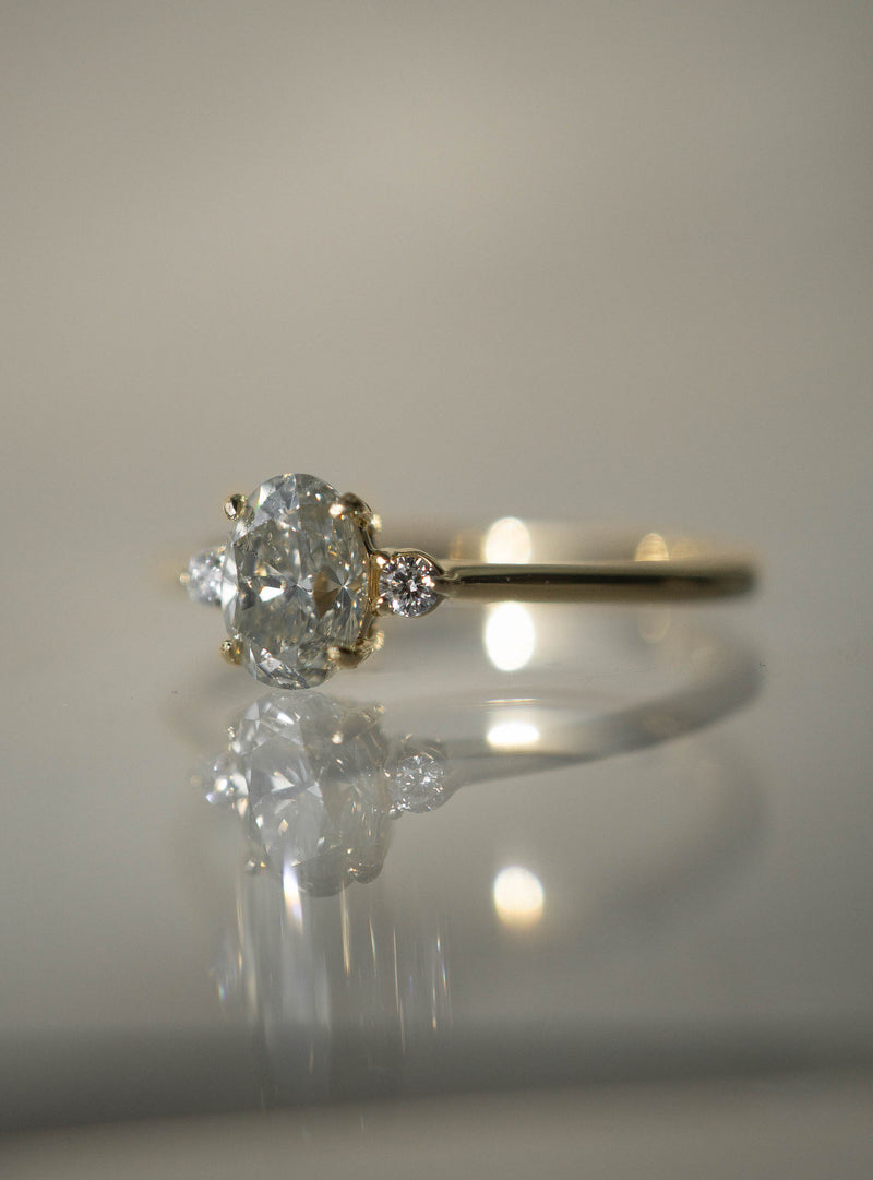0.73ct Oval Salt & Pepper Diamond 3-stone Ring *SOLD