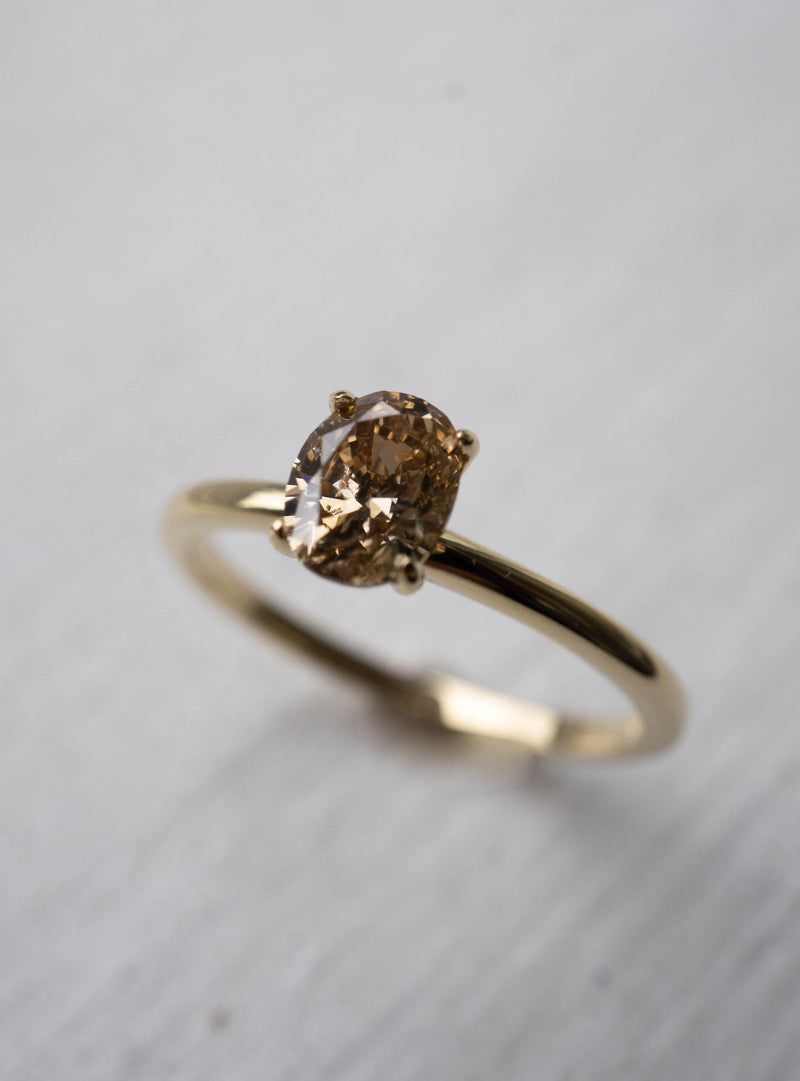 0.71ct Cognac Champagne Oval Salt & Pepper Diamond Ring *SOLD