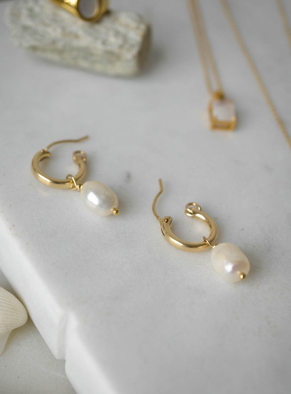 Francis Pearl Hoops - Gold
