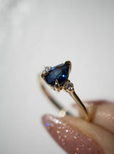 Cherish Ring - 1.15ct Pear Australian Blue Sapphire AAA 3-stone Ring *SOLD