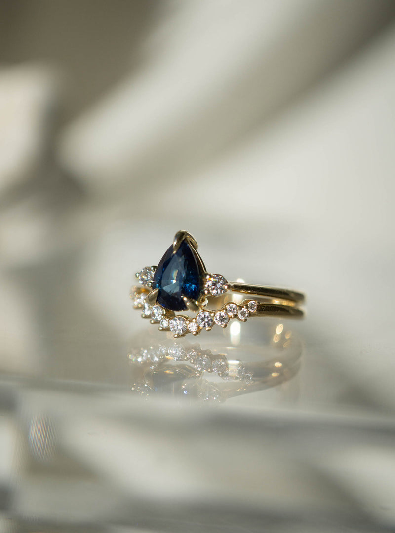 Cherish Ring - 1.15ct Pear Australian Blue Sapphire AAA 3-stone Ring *SOLD