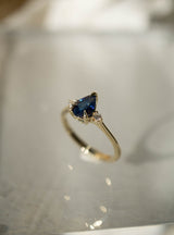 Cherish Ring - 1.15ct Pear Australian Blue Sapphire AAA 3-stone Ring *SOLD